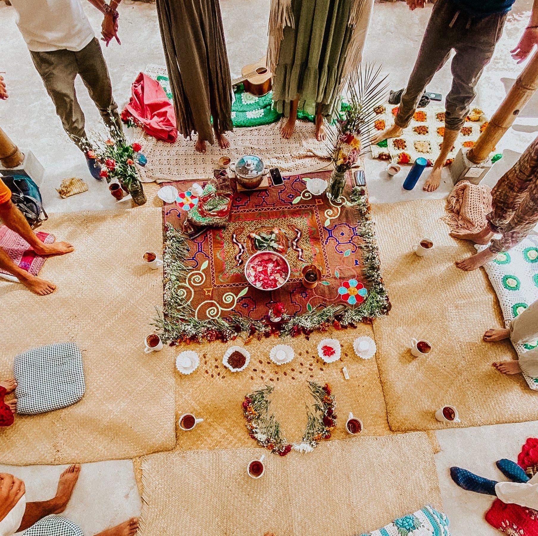 Ceremonial altar prepared for a group gathering